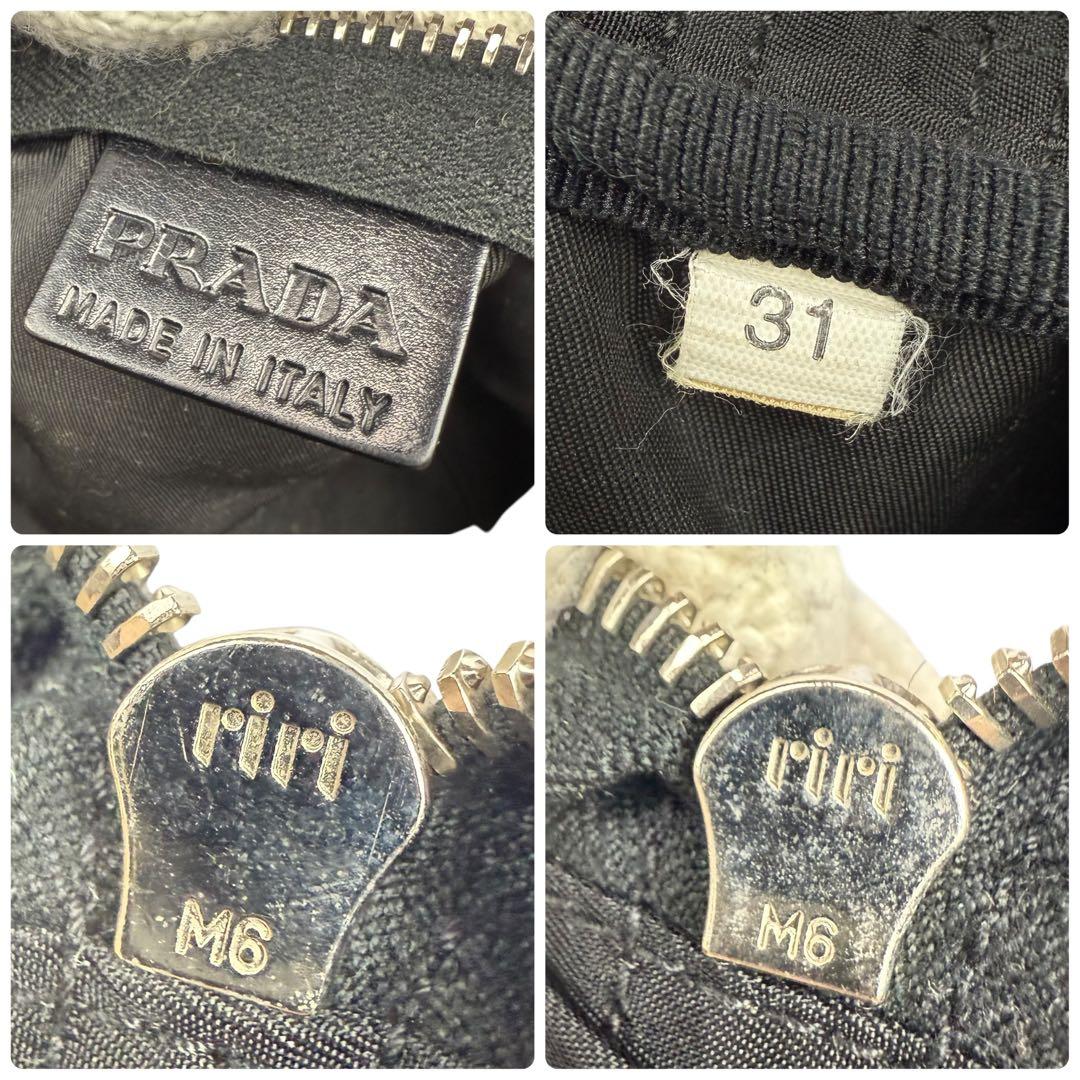 【A4対応 美品】PRADA プラダ ボストンバッグ レザーハンドル 黒 白タグ