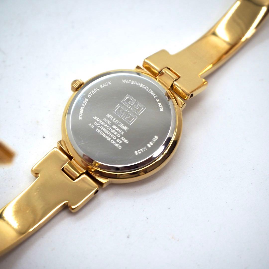 354【美品】GIVENCHY 時計　レディース ゴールド ダイヤ　バングル