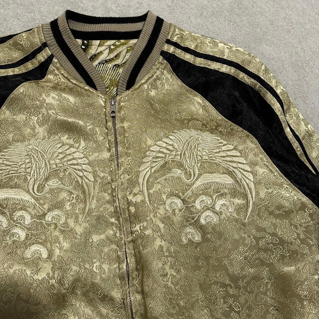 専用★XL 大きいサイズ‼️花旅楽団　リバーシブルスカジャン　鳳凰　ゴールド