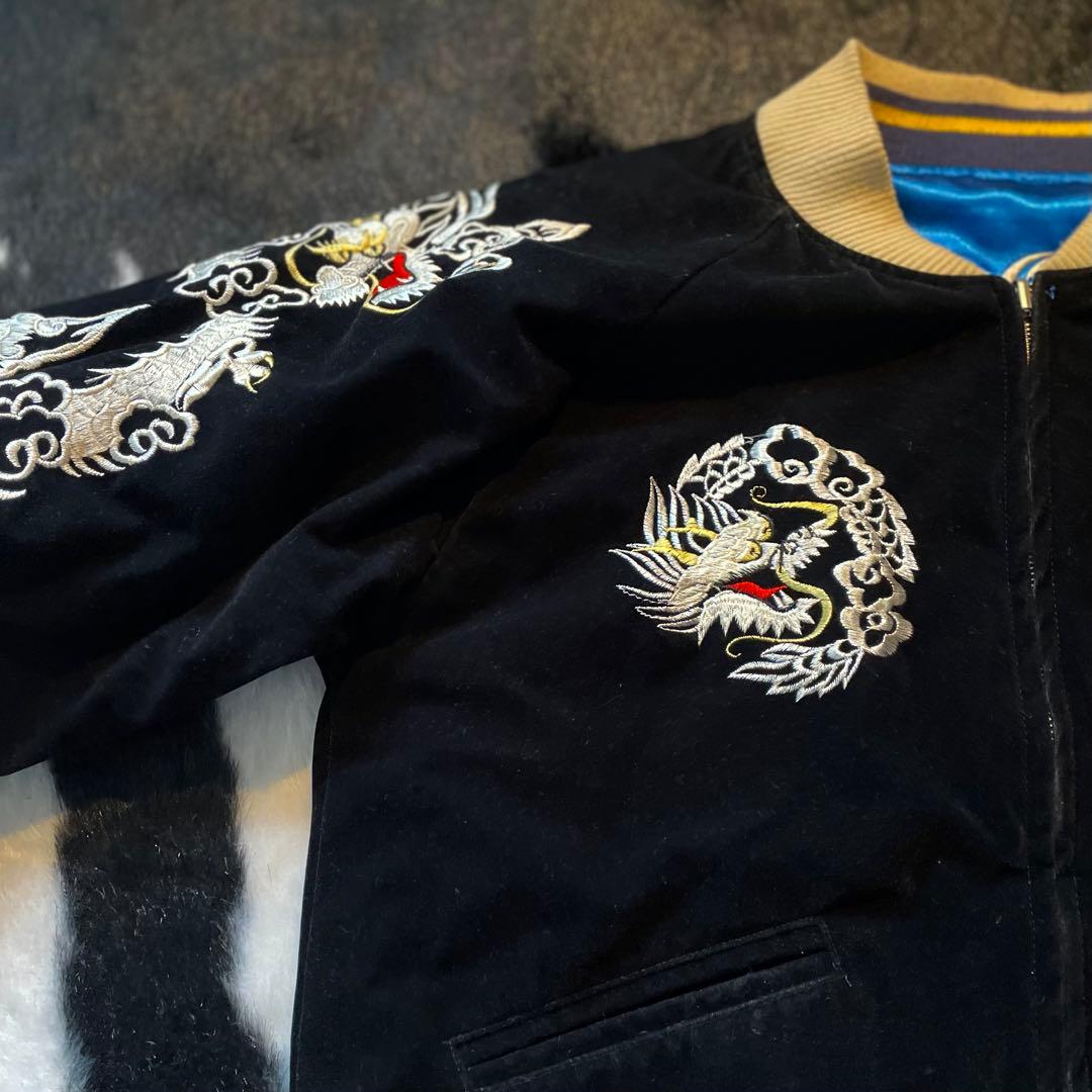 【希少】70’s 別珍 ビンテージリバーシブルスカジャン 両面刺繍 スーベニア