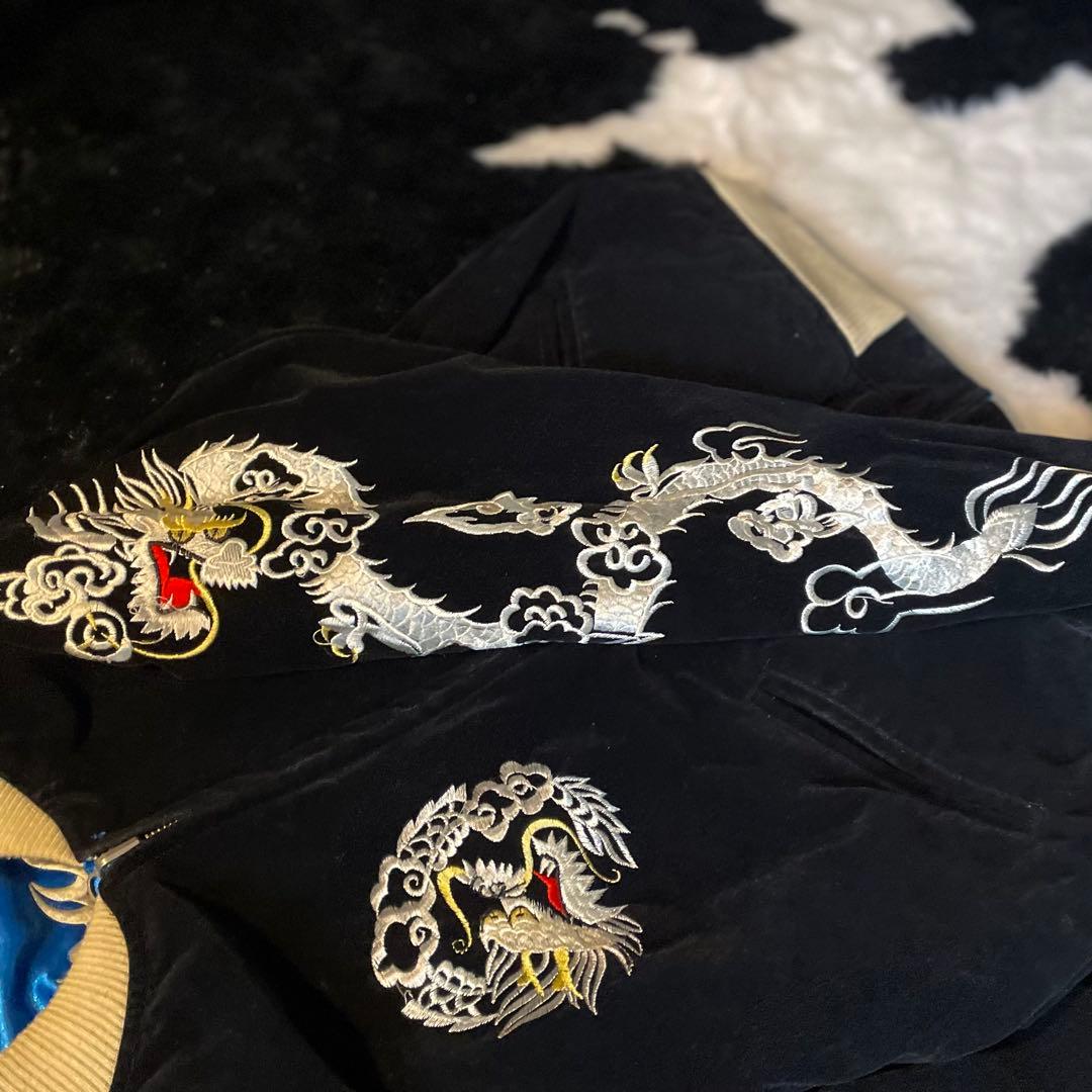 【希少】70’s 別珍 ビンテージリバーシブルスカジャン 両面刺繍 スーベニア