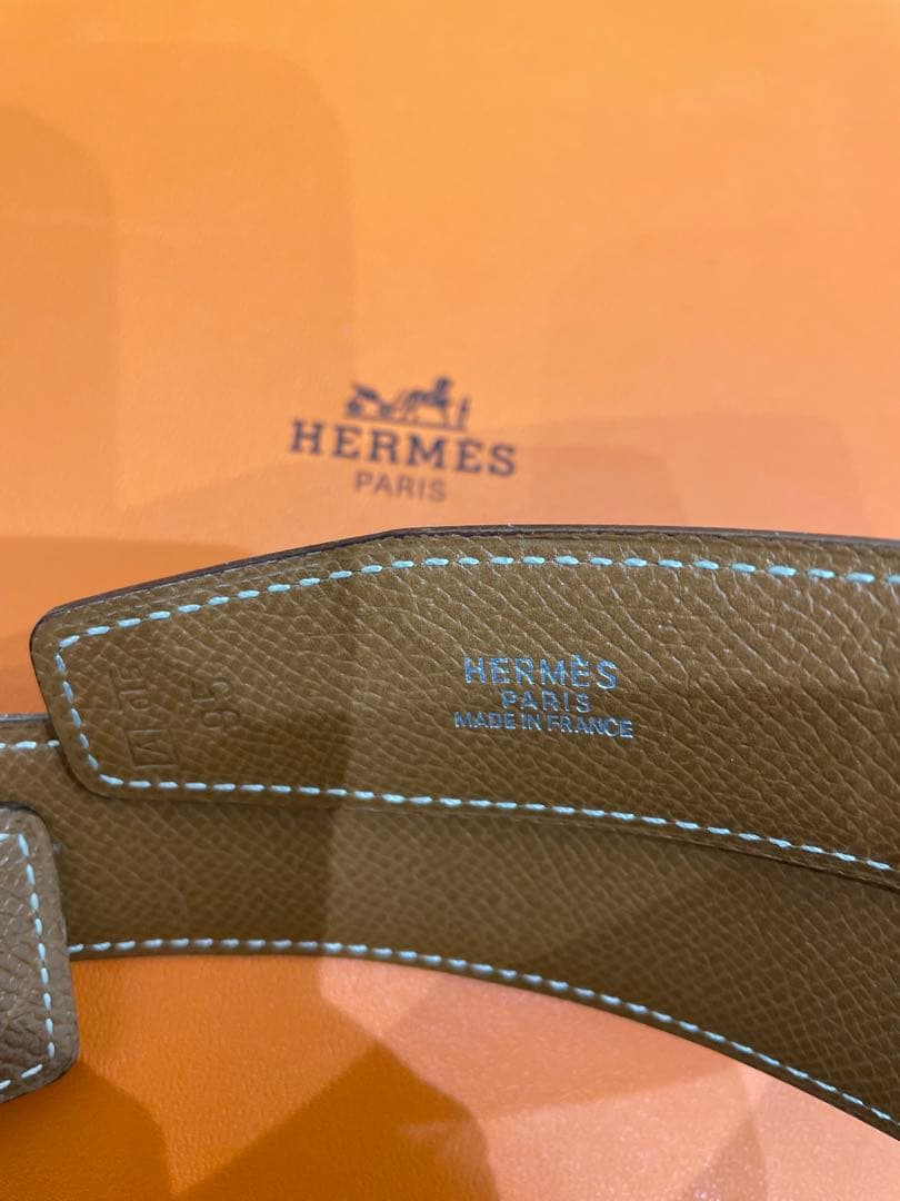 HERMES レザーベルト Hロゴ付き