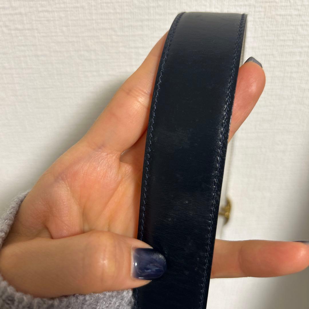 【1/1-1/3値下げ実施】GUCCI ブラックレザーベルト 75-30