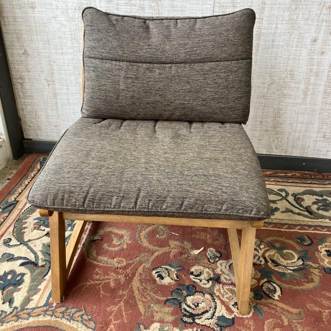 ① 北欧レトロ ミキモク 雅 木製フレーム アームレスチェア 一人掛けソファー