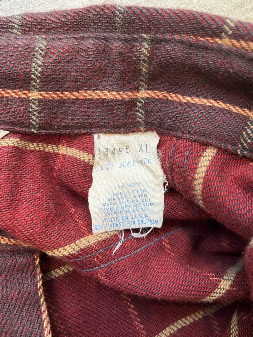 70s 80s FIVE BROTHER ブラウンチェックネルシャツ XL