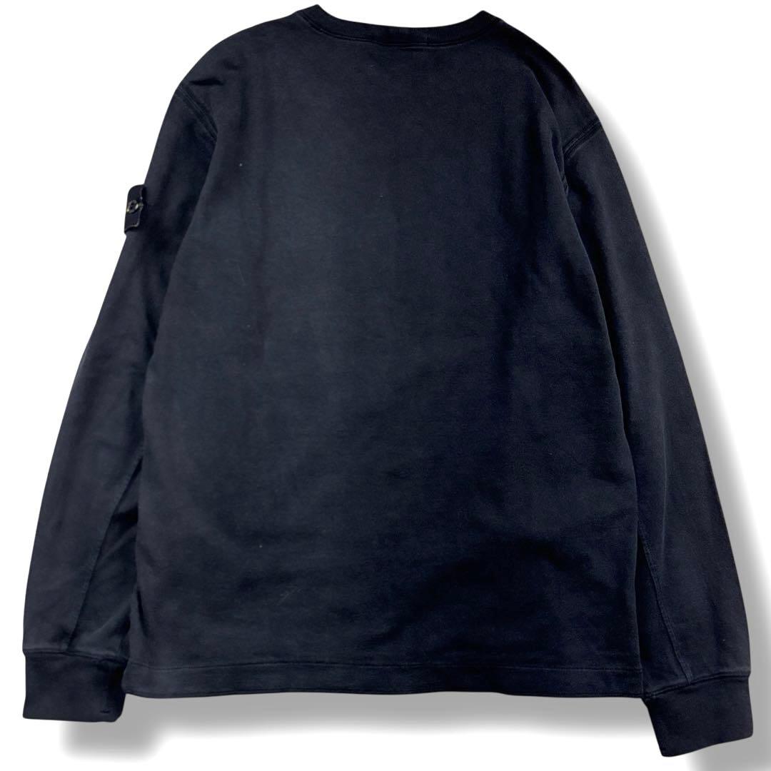 ストーンアイランド クルーネック 長袖 シャツ ワッペン ブラック黒 S