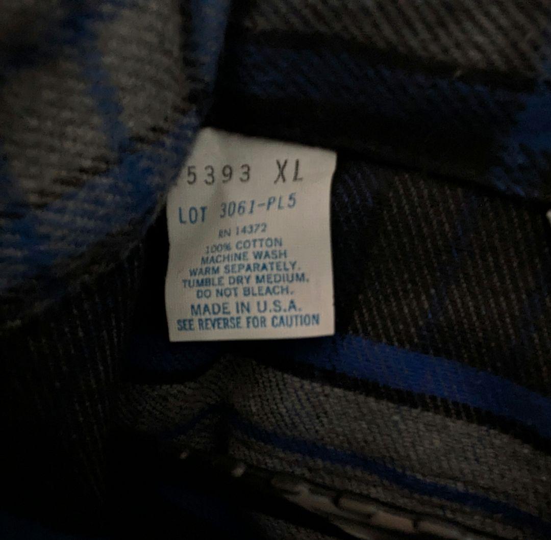 デッドストック　FIVE BROTHERネルシャツ灰×黒×青（USA製・XL）