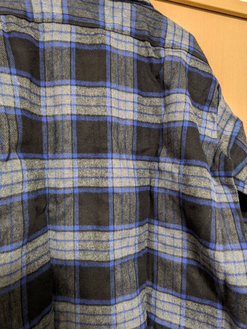 デッドストック　FIVE BROTHERネルシャツ灰×黒×青（USA製・XL）