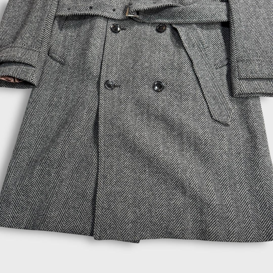 近年 美品 L ポールスミス カシミヤ ヘリンボーン ダブルチェスターコート