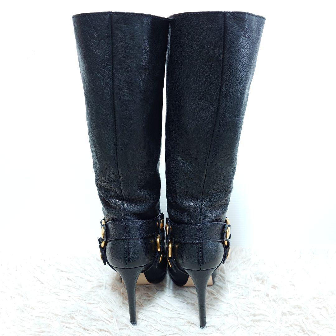 MIUMIU ミュウミュウ イタリア製 レザー ロングブーツ ハイヒール 靴 黒