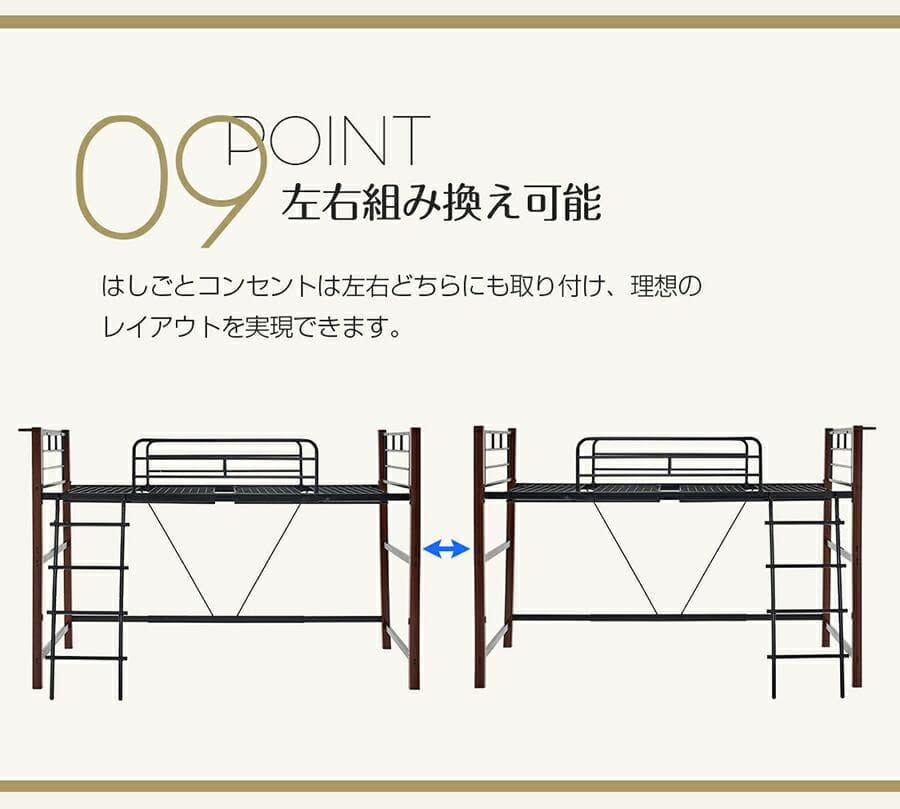 人気再入荷！【高さ130cm】ロフトベッド パイプベッド シングル　2COLOR