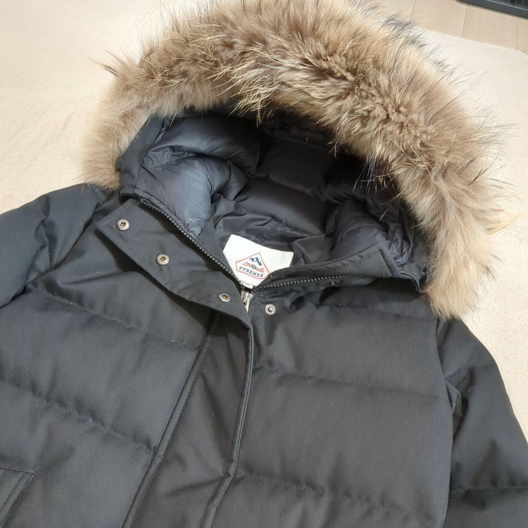 美品 ピレネックス グルノーブル ファー ダウンコート 38サイズ ブラック