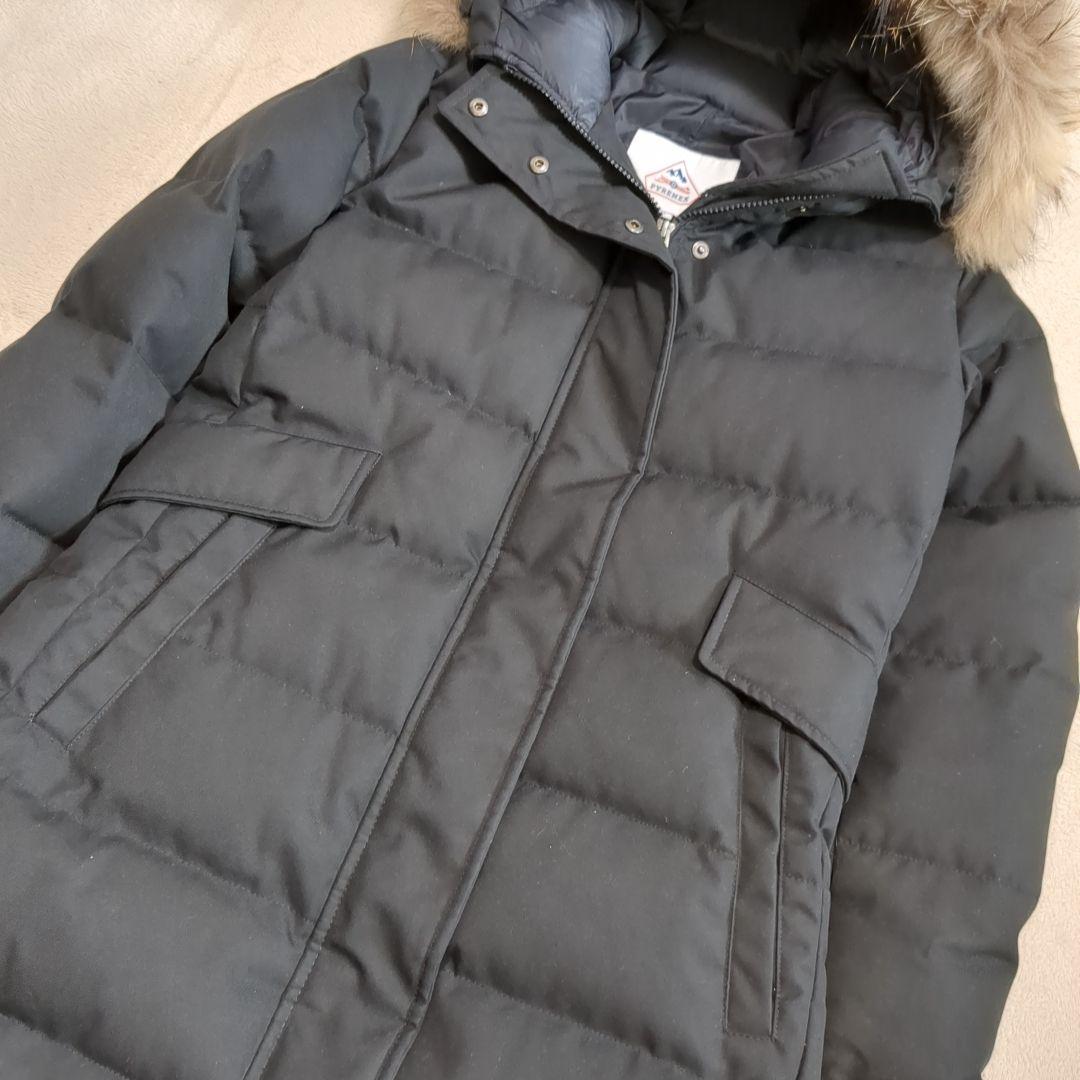 美品 ピレネックス グルノーブル ファー ダウンコート 38サイズ ブラック