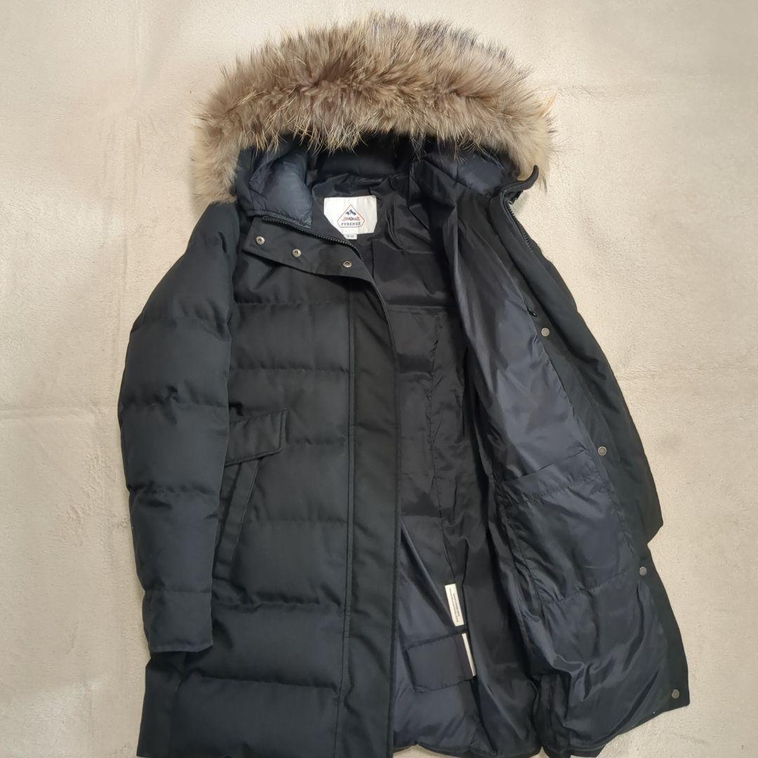 美品 ピレネックス グルノーブル ファー ダウンコート 38サイズ ブラック