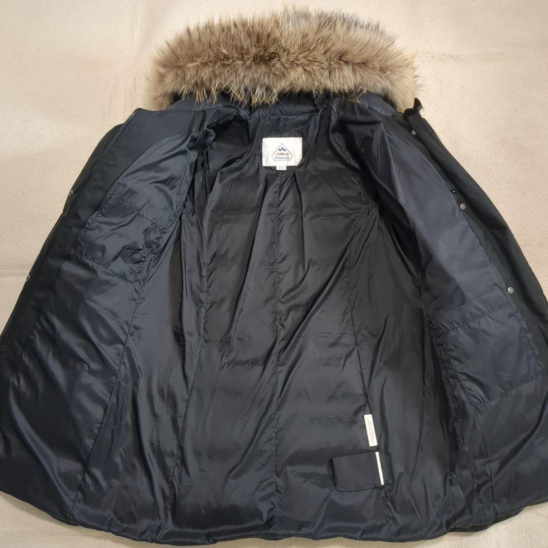 美品 ピレネックス グルノーブル ファー ダウンコート 38サイズ ブラック