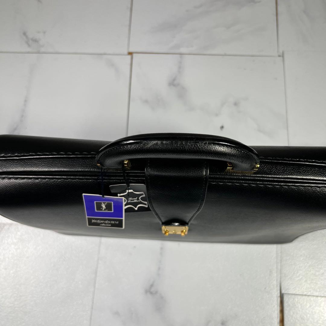 新品タグ付 イヴサンローラン ダレスバッグ レザー　黒 A4 デッドストック