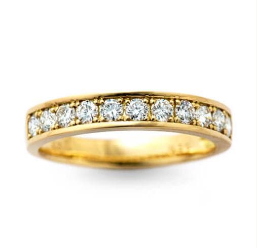 K18YG ハーフエタニティリング 0.5ct 10号 最大幅3.5mmフチあり