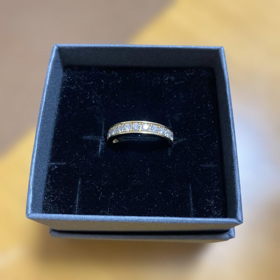 K18YG ハーフエタニティリング 0.5ct 10号 最大幅3.5mmフチあり