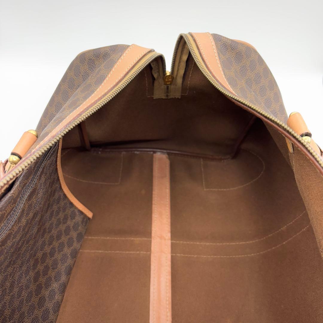 セリーヌ ボストンバッグ トリンオフ マカダム柄 ブラウン レザー 本革 PVC