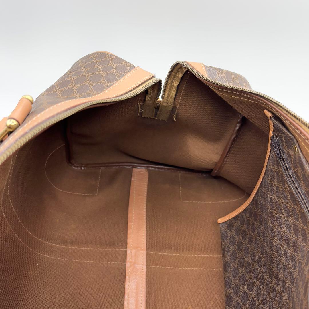 セリーヌ ボストンバッグ トリンオフ マカダム柄 ブラウン レザー 本革 PVC