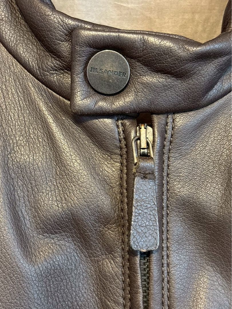 ジルサンダー　JILSANDER シングルライダース　ラム　ブラウン