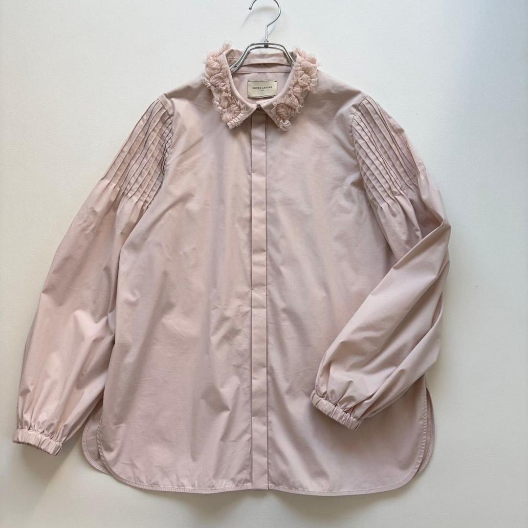 【ユナイテッドアローズ】ブラウス　チュールカラー 2WAY　ライトピンク　F