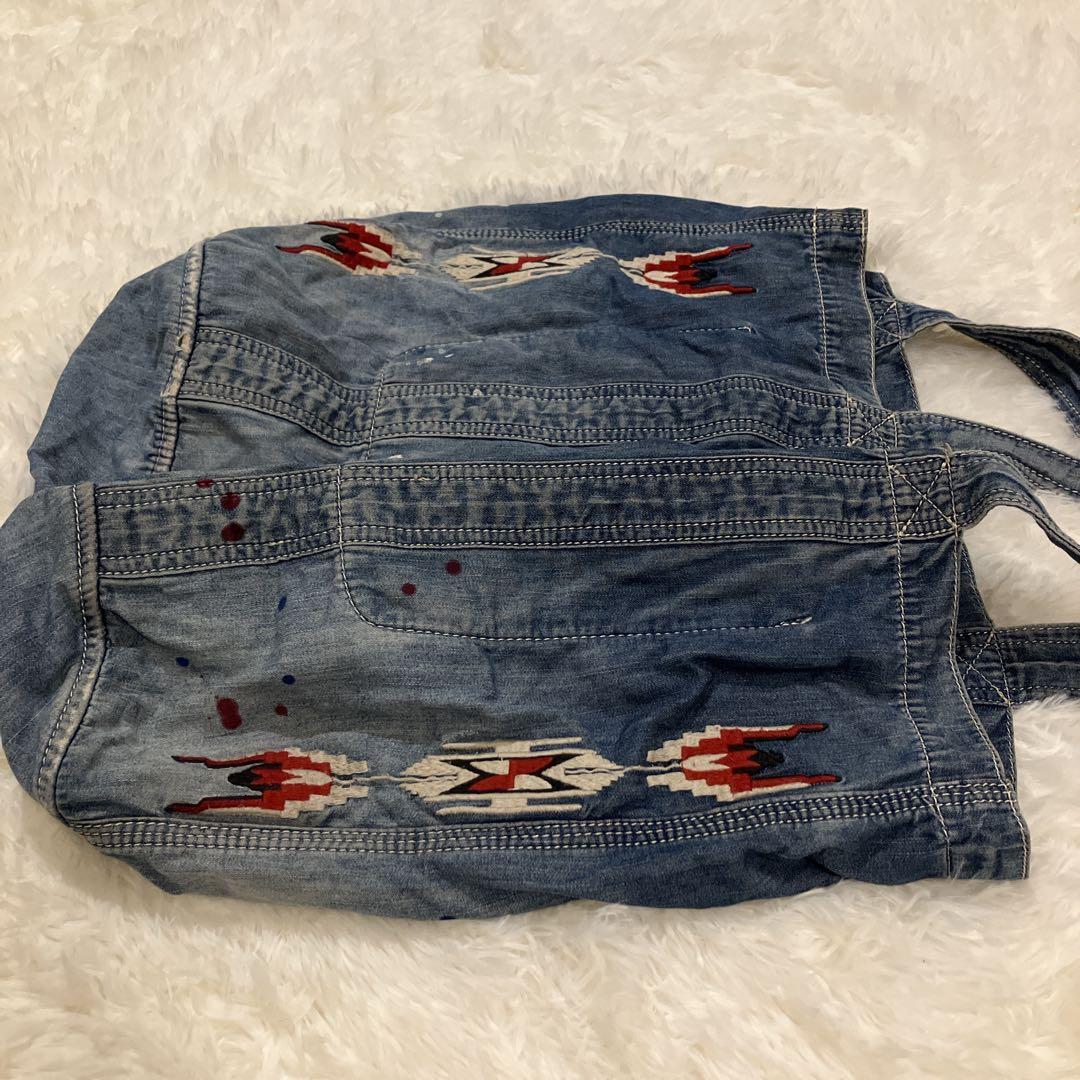 デニム＆サプライ ラルフローレン トート ネイティブ刺繍 ダメージ加工