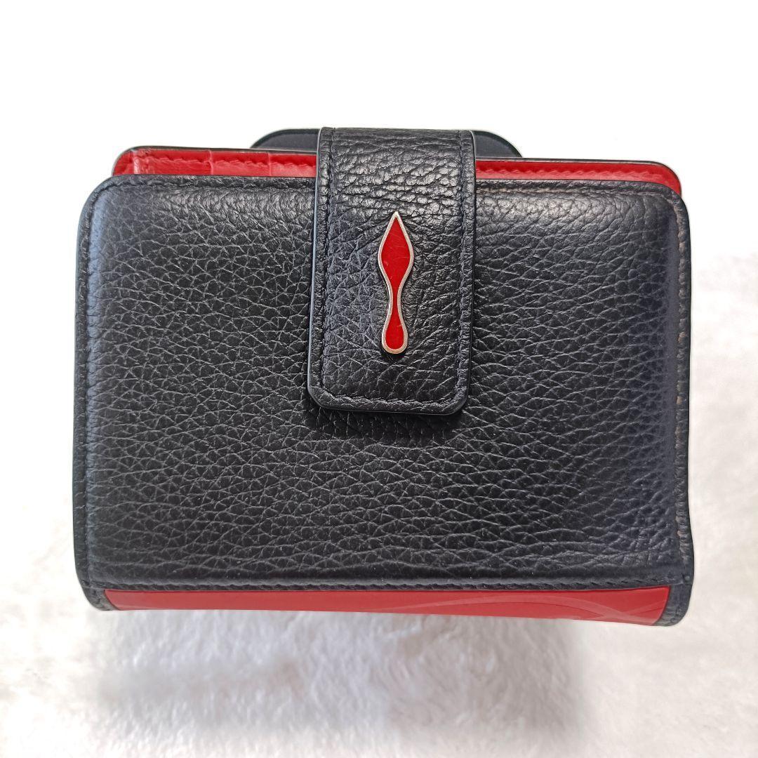 極美品♪クリスチャンルブタン 二つ折り財布 パロマ ミニウォレット 黒 赤 箱付