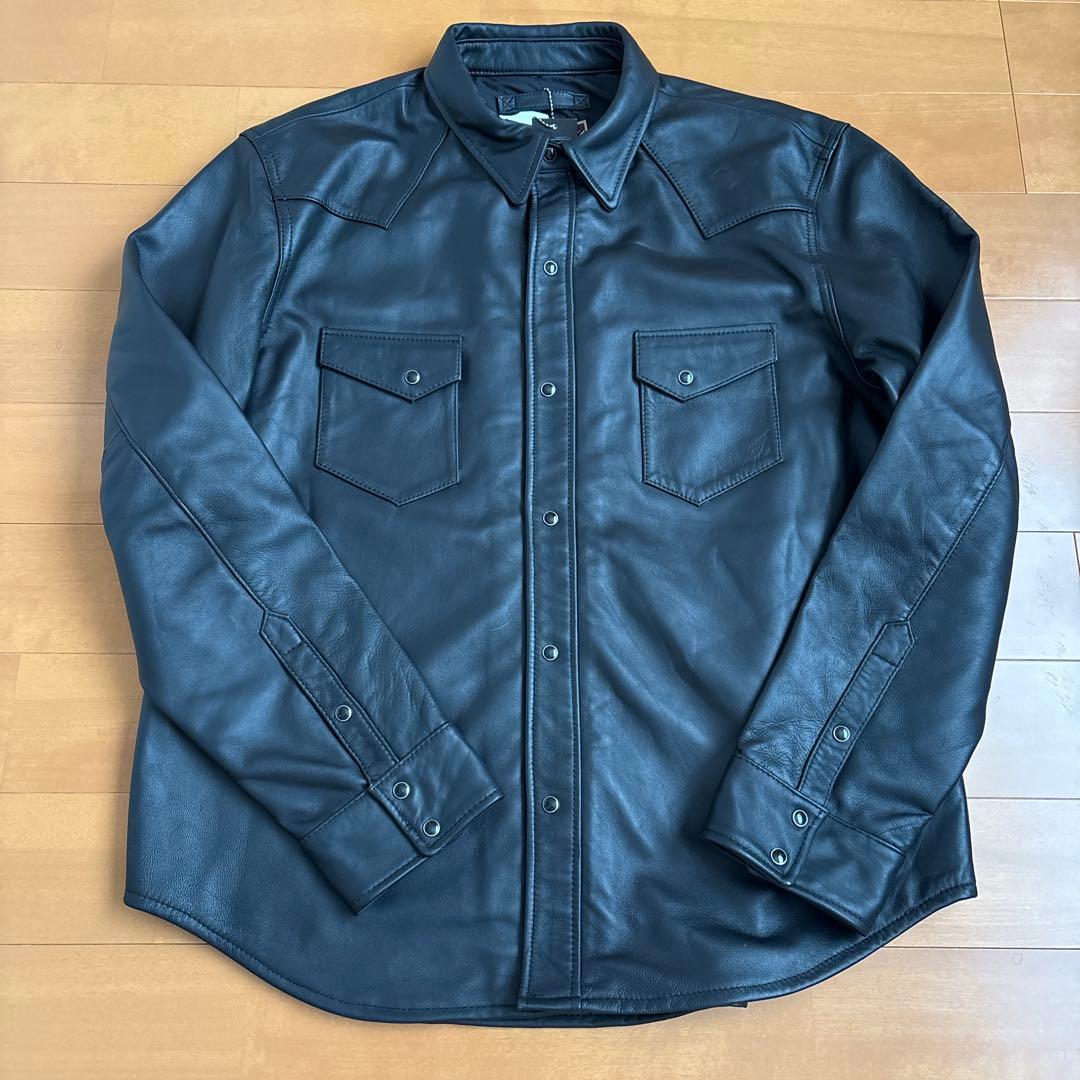 本革 レザー ウエスタン シャツ ジャケット キムタク着用似