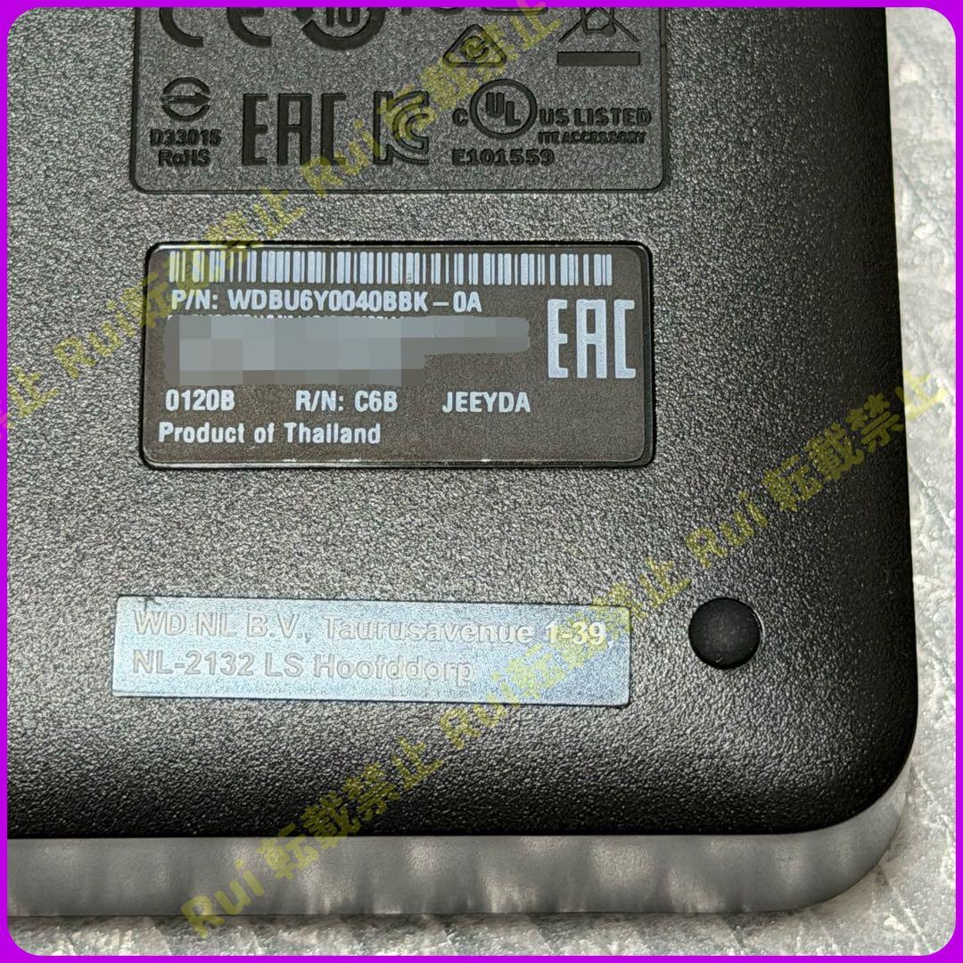 WD・ウエスタンデジタル・外付けHDD・ポータブル HDD・4TB ・美品