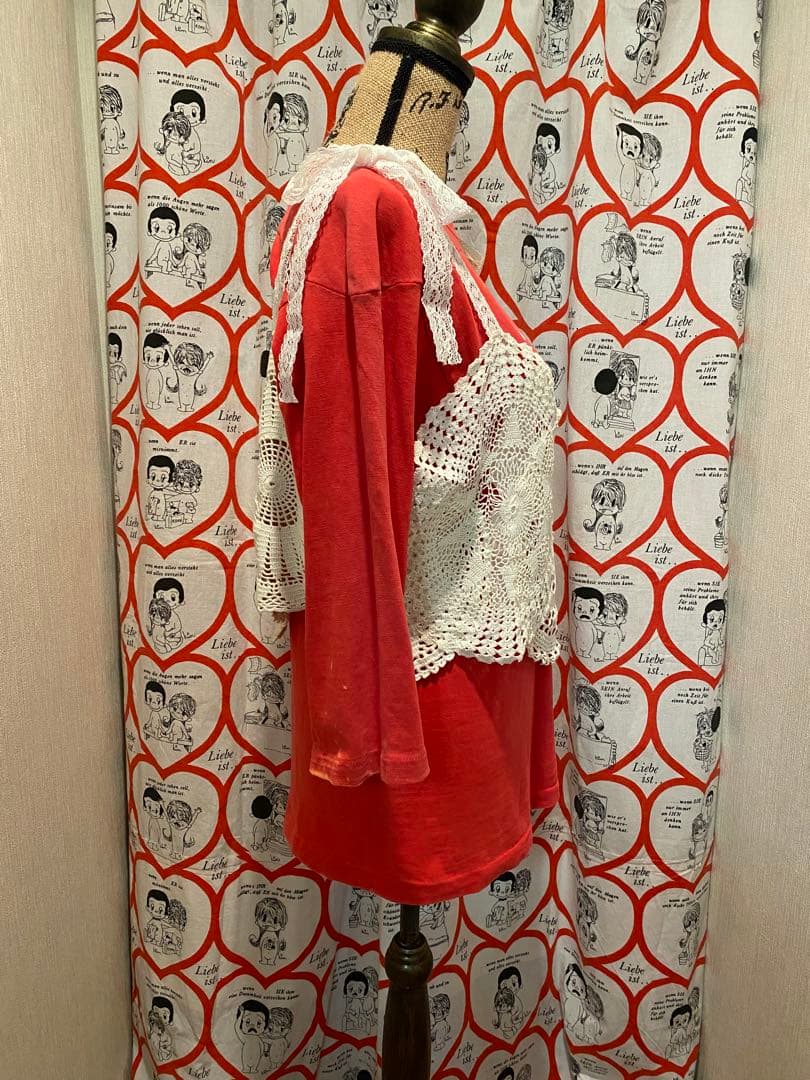 アンティークレース編みドイリーリメイクリボンキャミソール