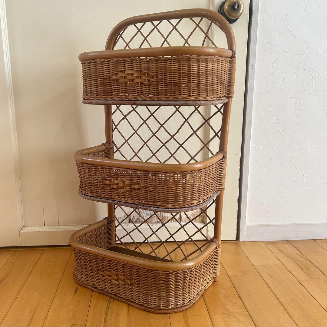 ☆アンティーク☆ ラタン　ラック　ボックス　マルチラック　バスケット　古道具