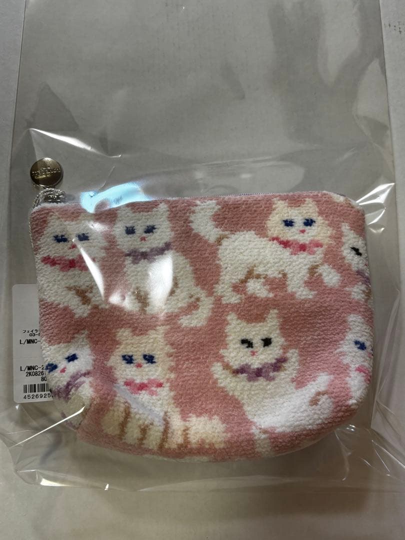 新品タグ付き　フェイラー　FEILER モフモフネコチャン 舟形ポーチ　M