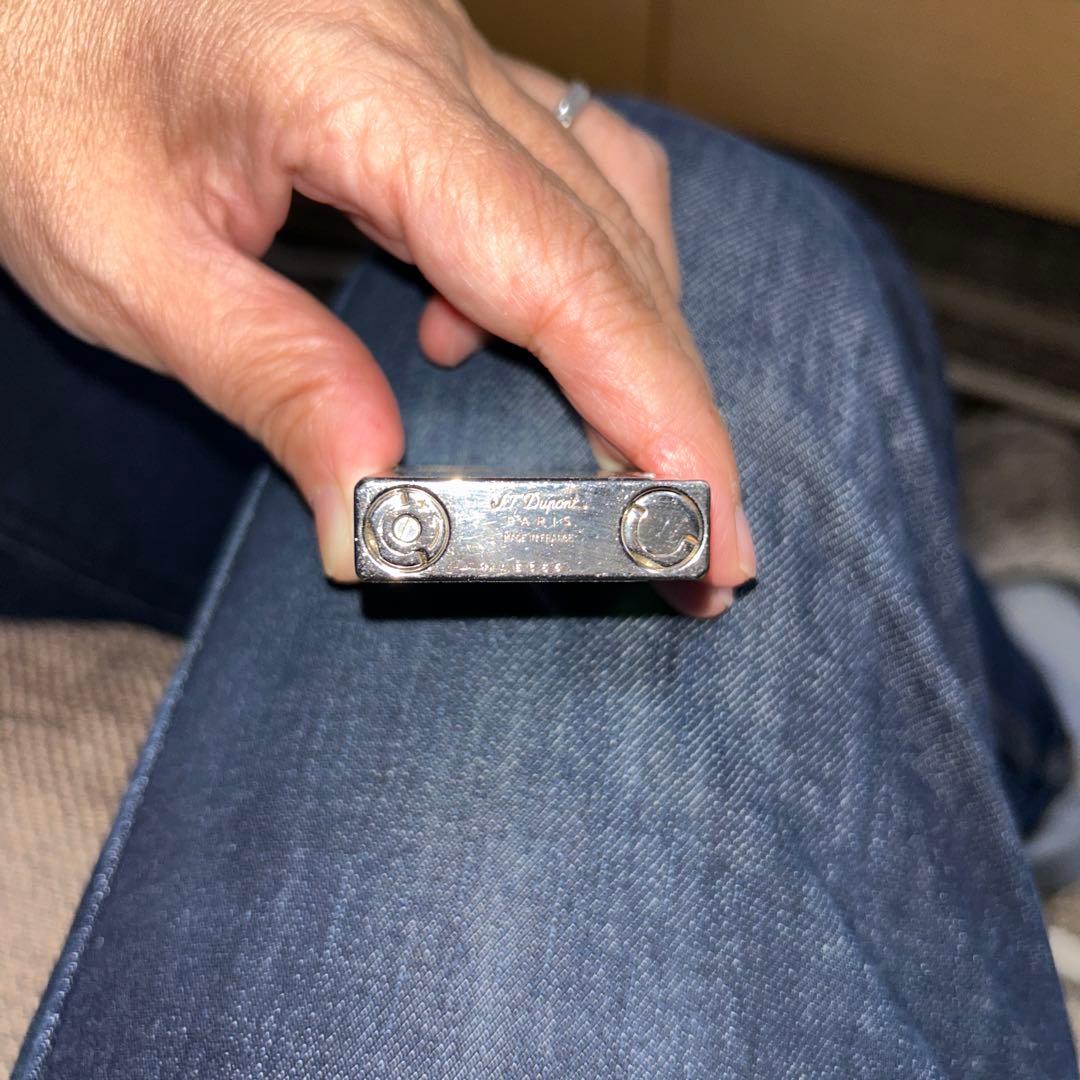 開閉音 良好　デュポン　ガスライター　シルバー　ヘアライン　ライン2s