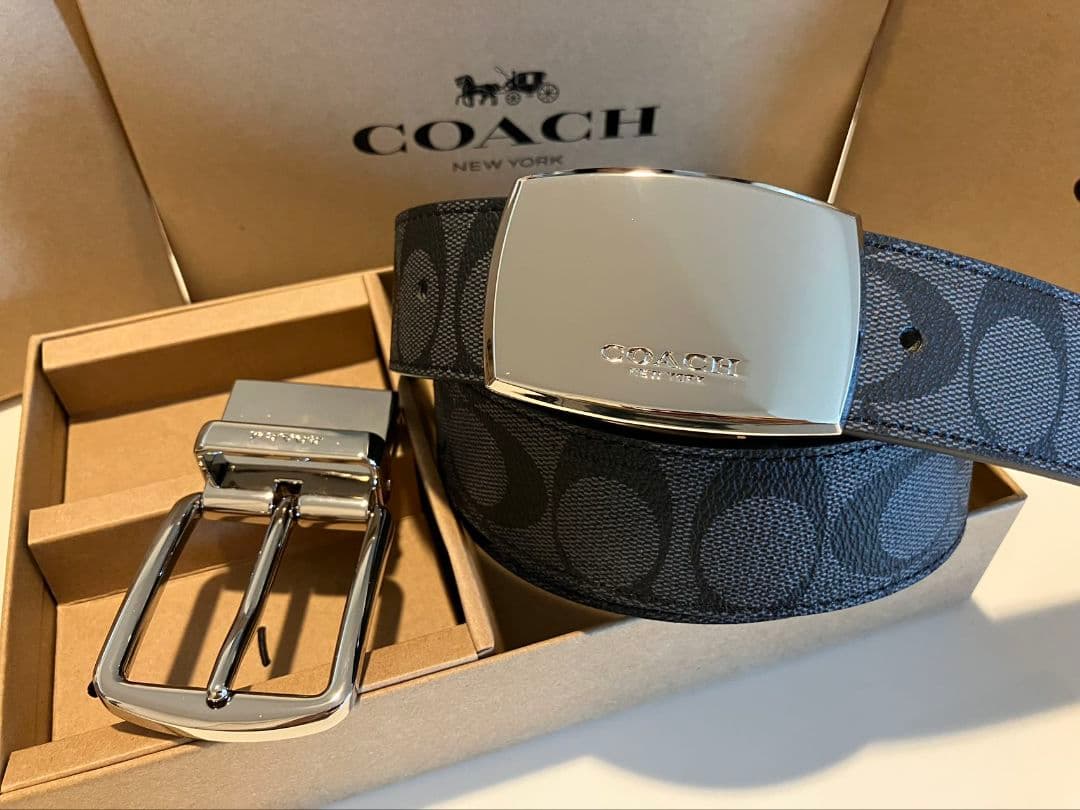 コーチ　新品　リバーシブル　シグネチャーベルト　シルバーバックル　紳士ビジネス