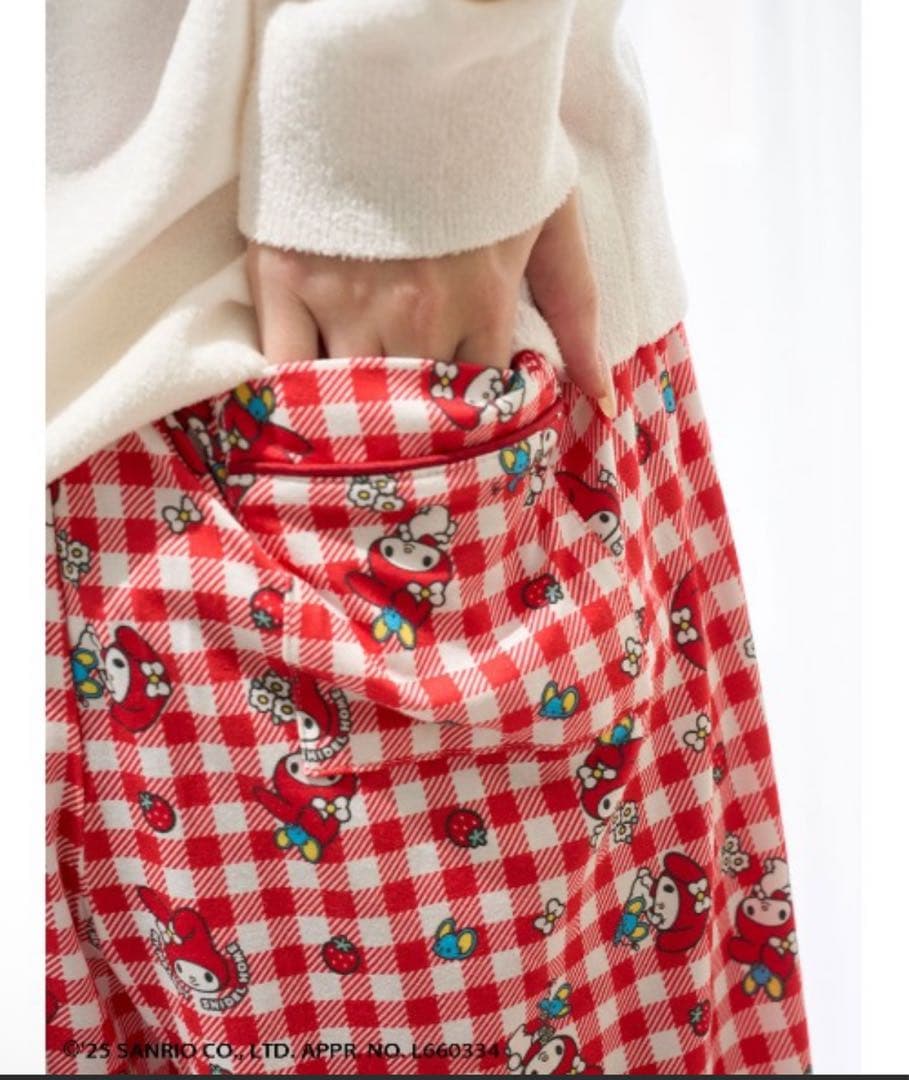 【MY MELODY】【接触冷感】総柄ロングパンツ　レッド