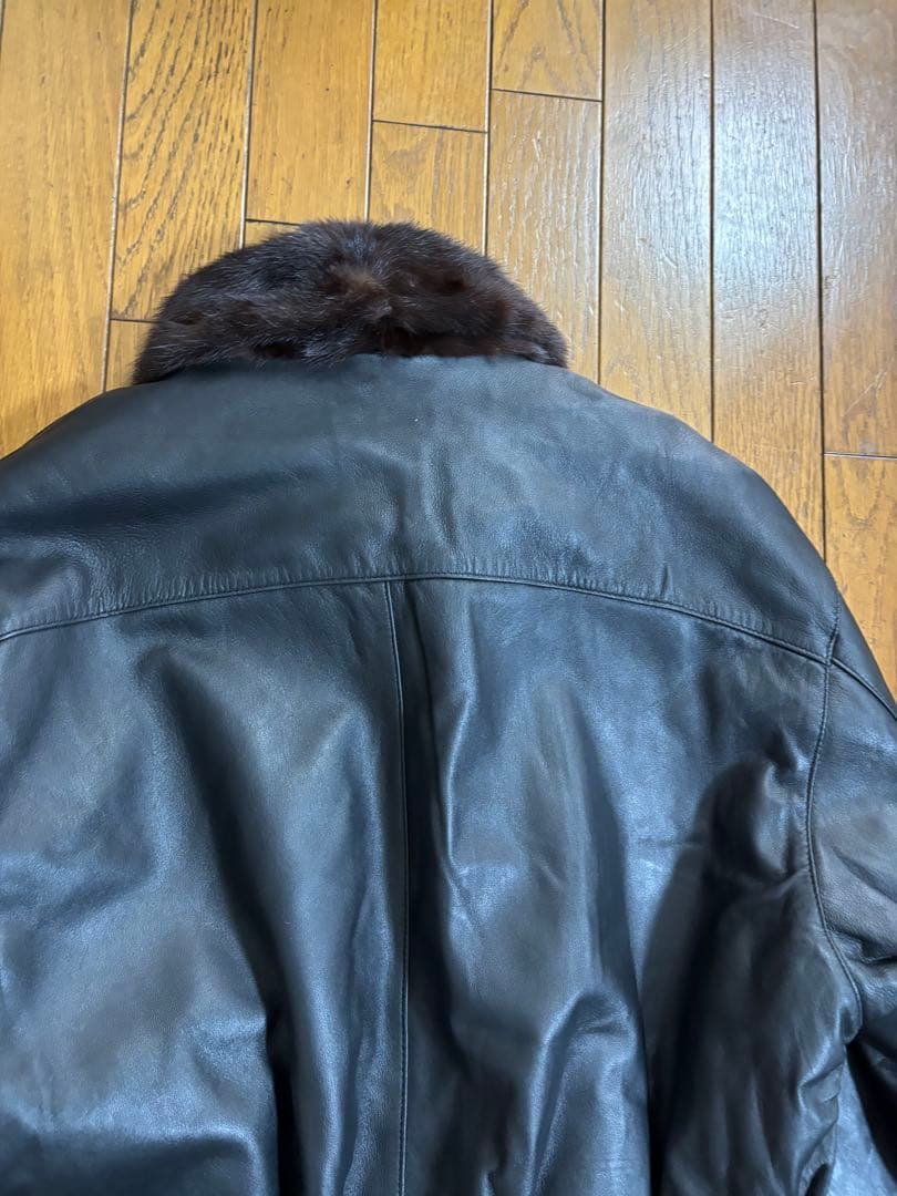 リバーシブル　レザー&ミンクファー　　レザージャケット　レトロ