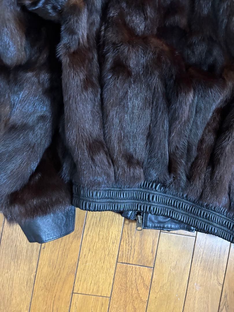 リバーシブル　レザー&ミンクファー　　レザージャケット　レトロ