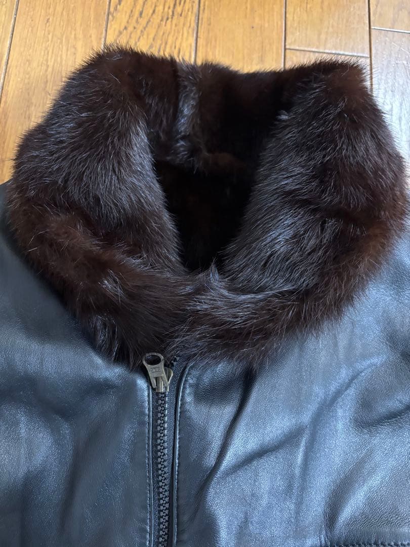 リバーシブル　レザー&ミンクファー　　レザージャケット　レトロ