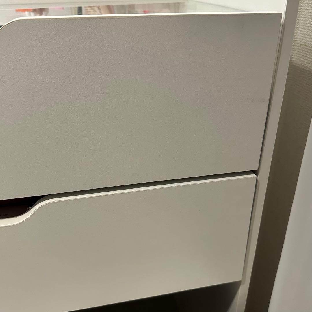 1台3役 ドレッサー キャビネット サイドテーブル 鏡付き スツール付き