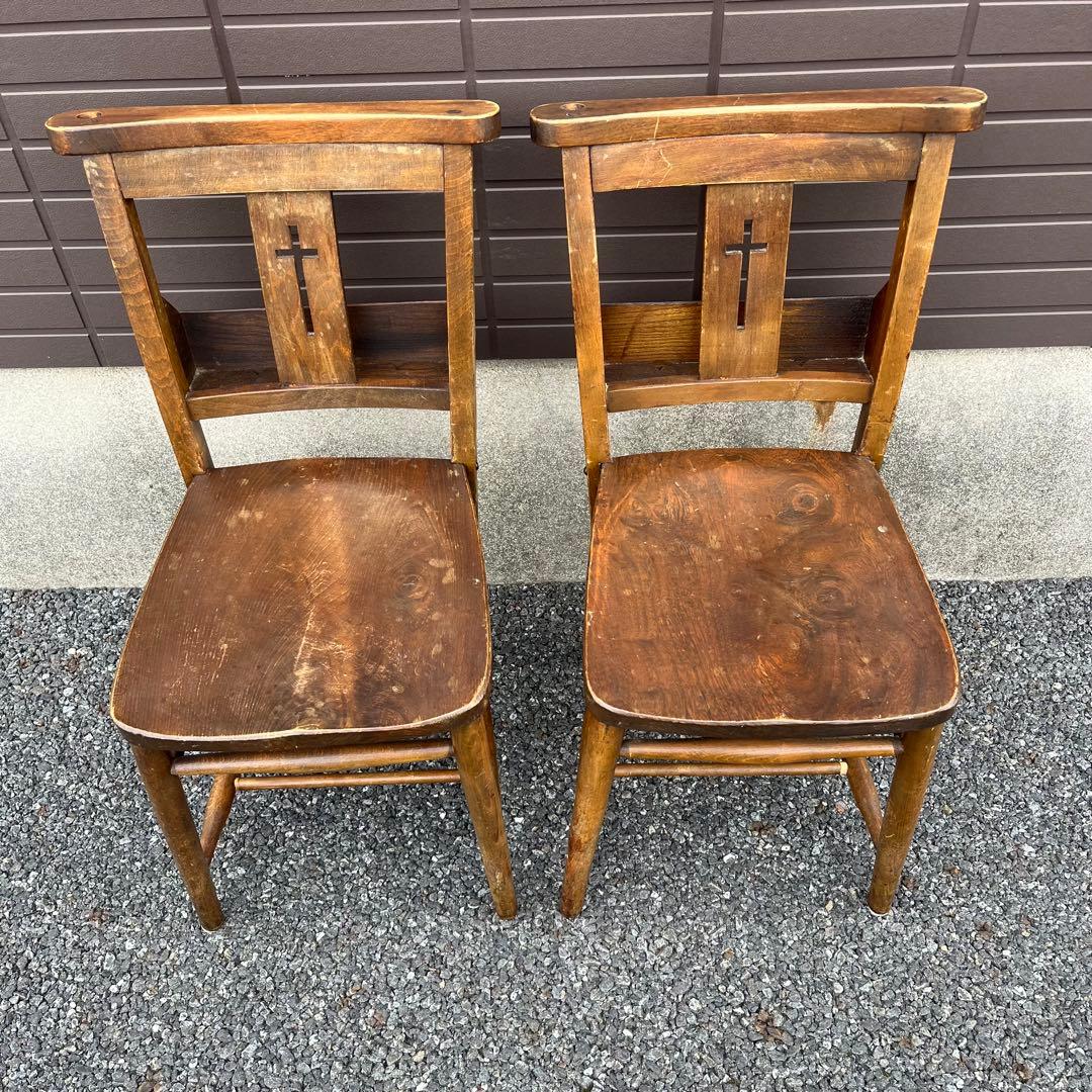 アンティーク　チャーチチェア　ダイニング　教会　椅子　イギリス　ヴィンテージ　①