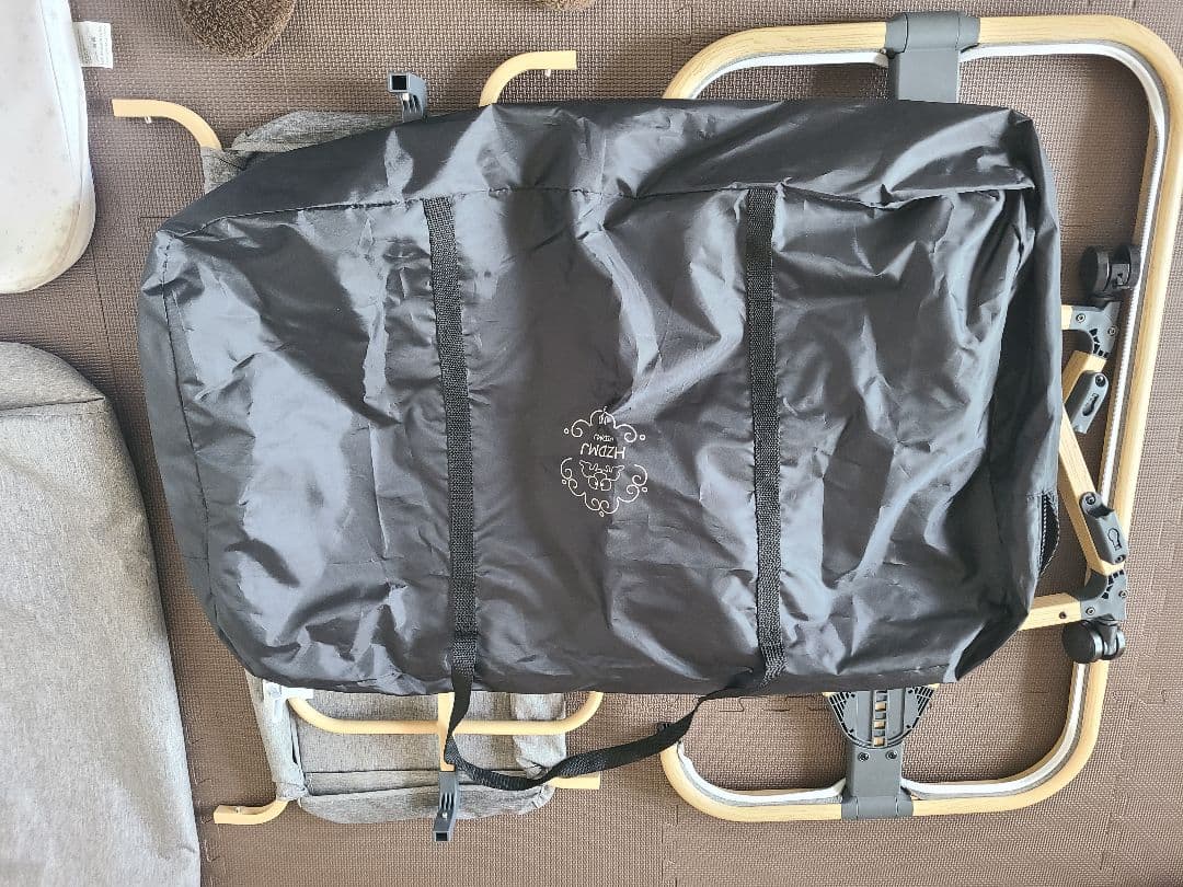 HZDMJ ベビーベッド キャスター付き グレー