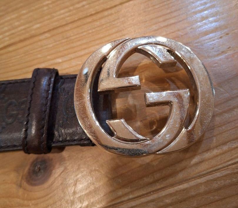 Gucci GGロゴバックル ブラウンレザーベルト