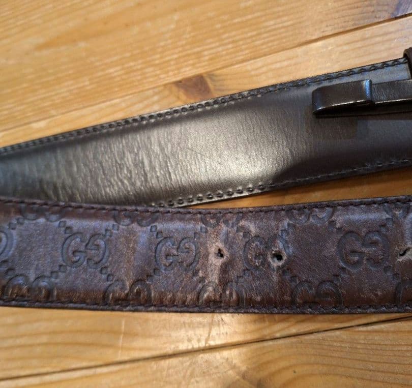 Gucci GGロゴバックル ブラウンレザーベルト