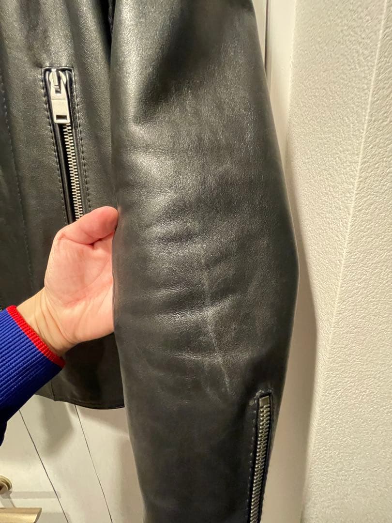 バレンシアガ　黒レザー　シングル　ライダースジャケット　48 定価50万