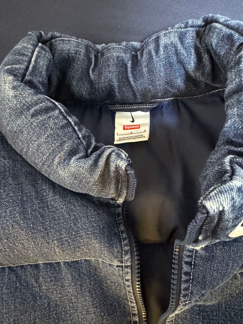 Supreme/Nike Denim Puffer Vest Lサイズ