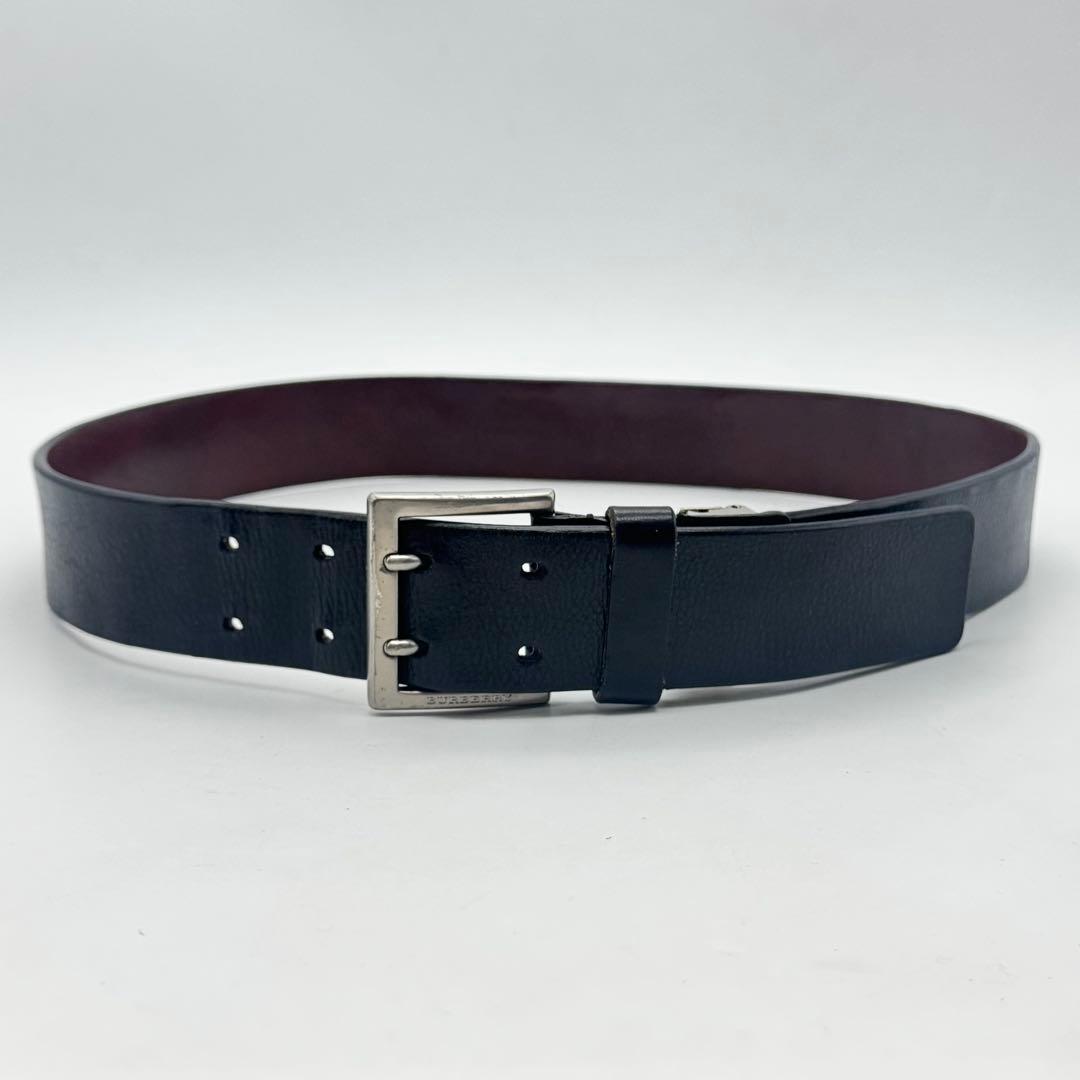 BURBERRY バーバリー レザーベルト シルバー ブラック メンズ ビジネス