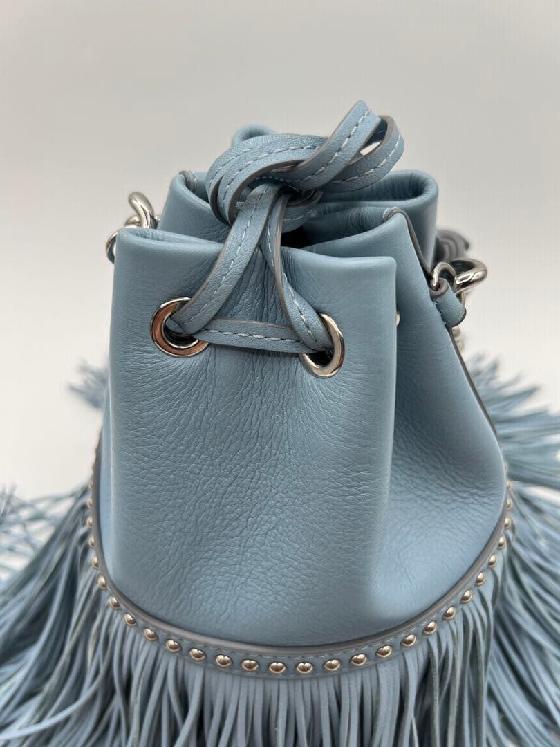 【J&Mデヴィッドソン2WAYバッグ】ショルダーブルー青水色フリンジチェーン