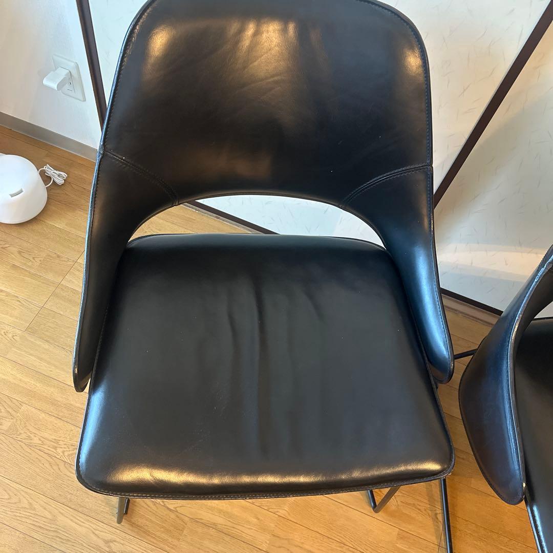 【引取り限定】FASEM（ファセム）本革ラウンジチェア2点セット