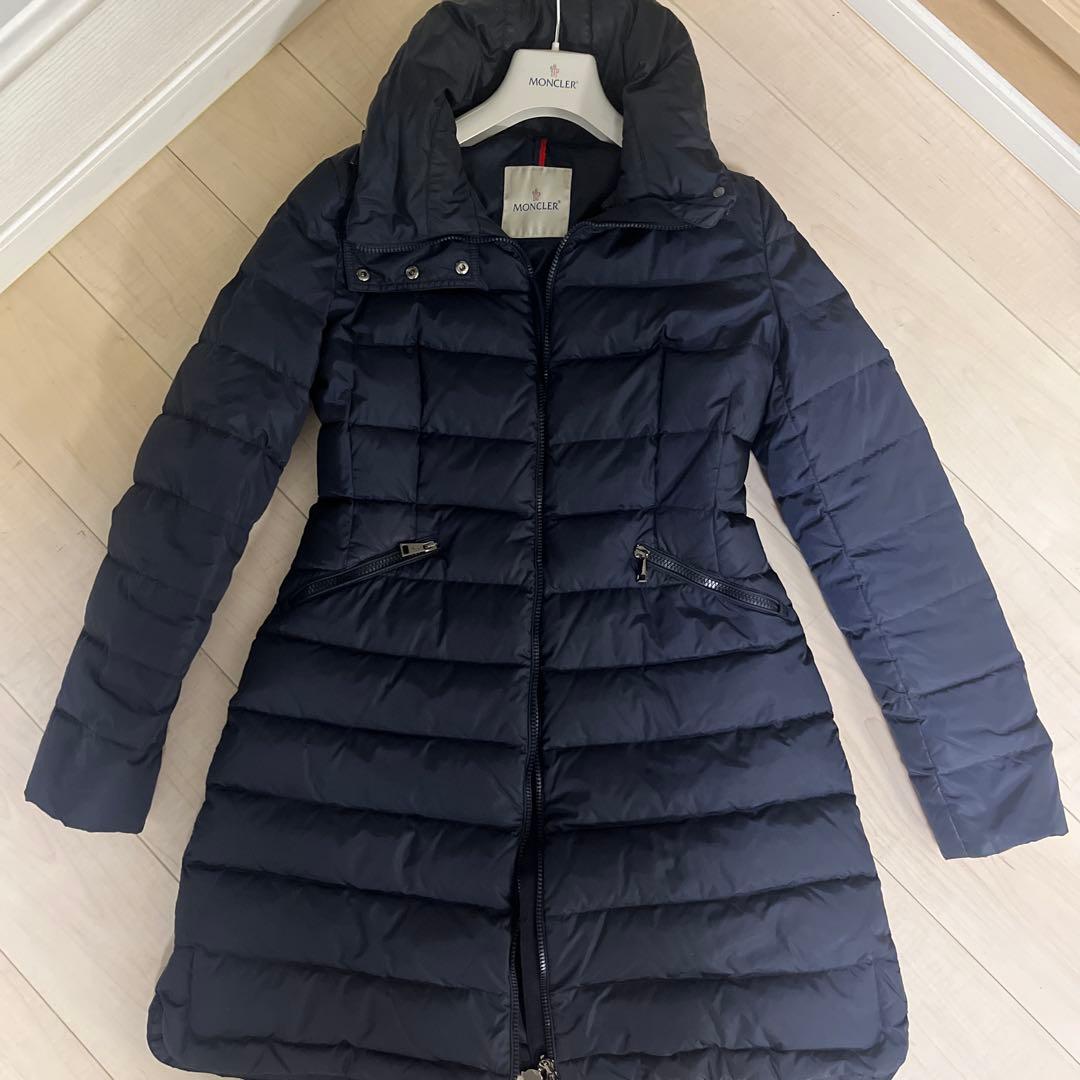 モンクレール　ダウンジャケット　ロングコート　フラメッテ　ネイビー　1